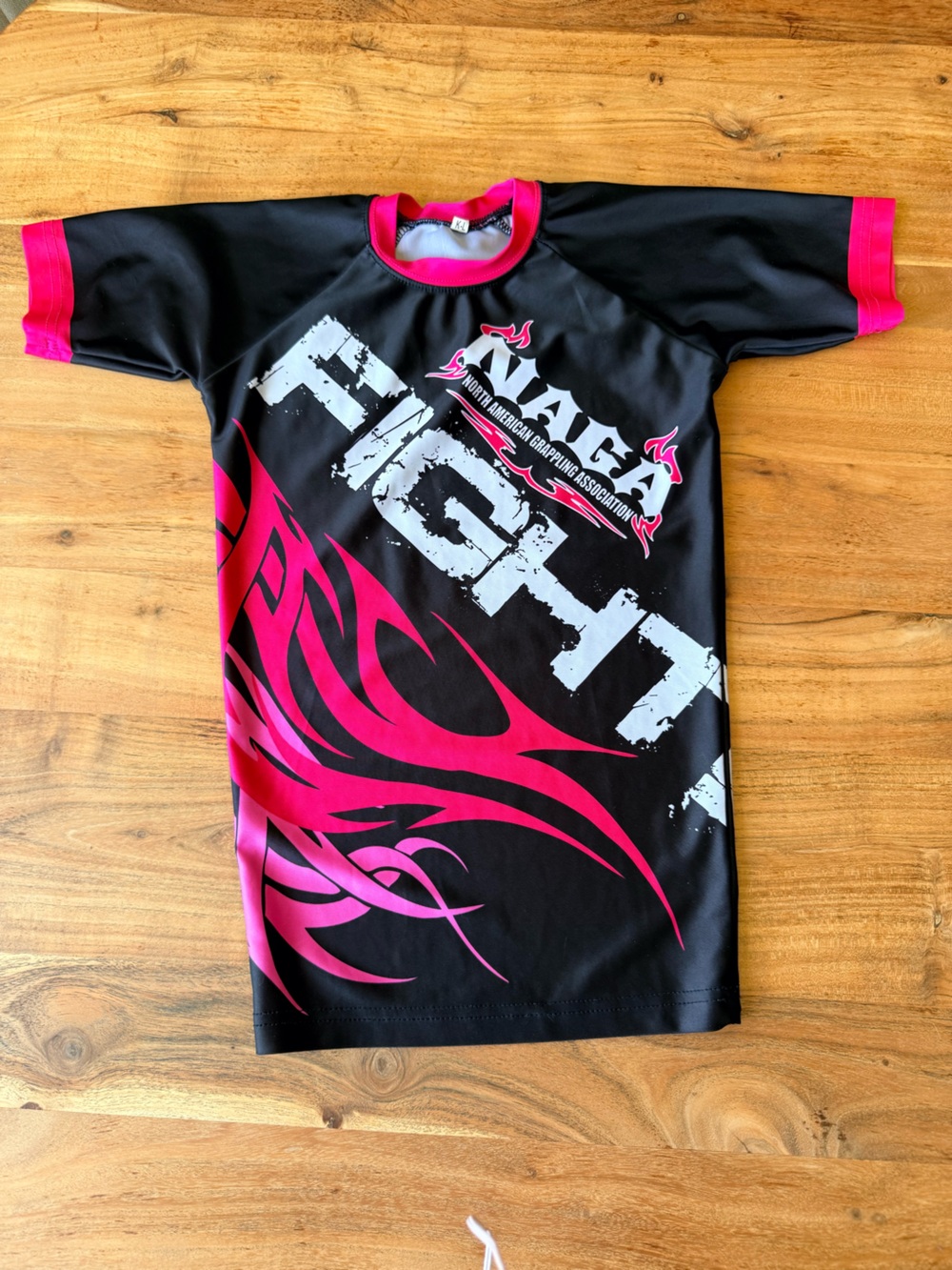 NAGA Fight Girls' Black & Pink Rash Guard Top